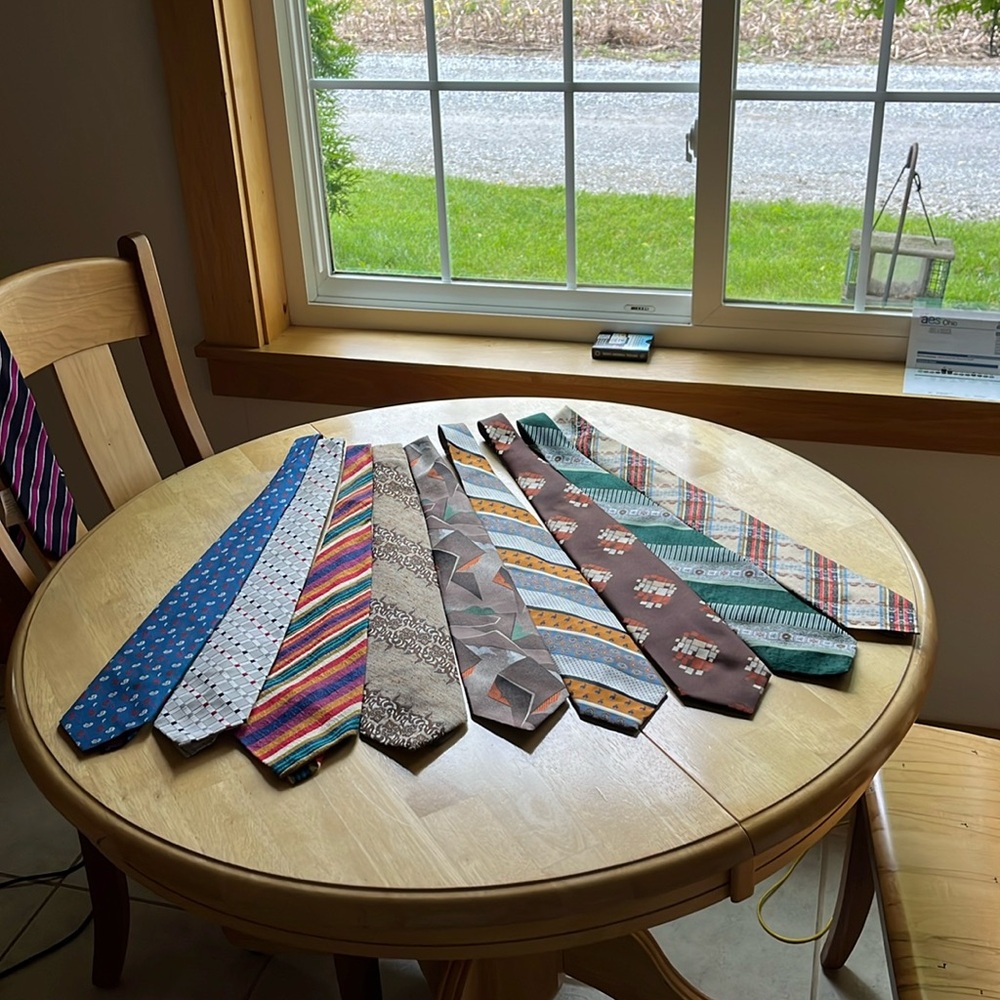 Nine 1970s vintage ties.